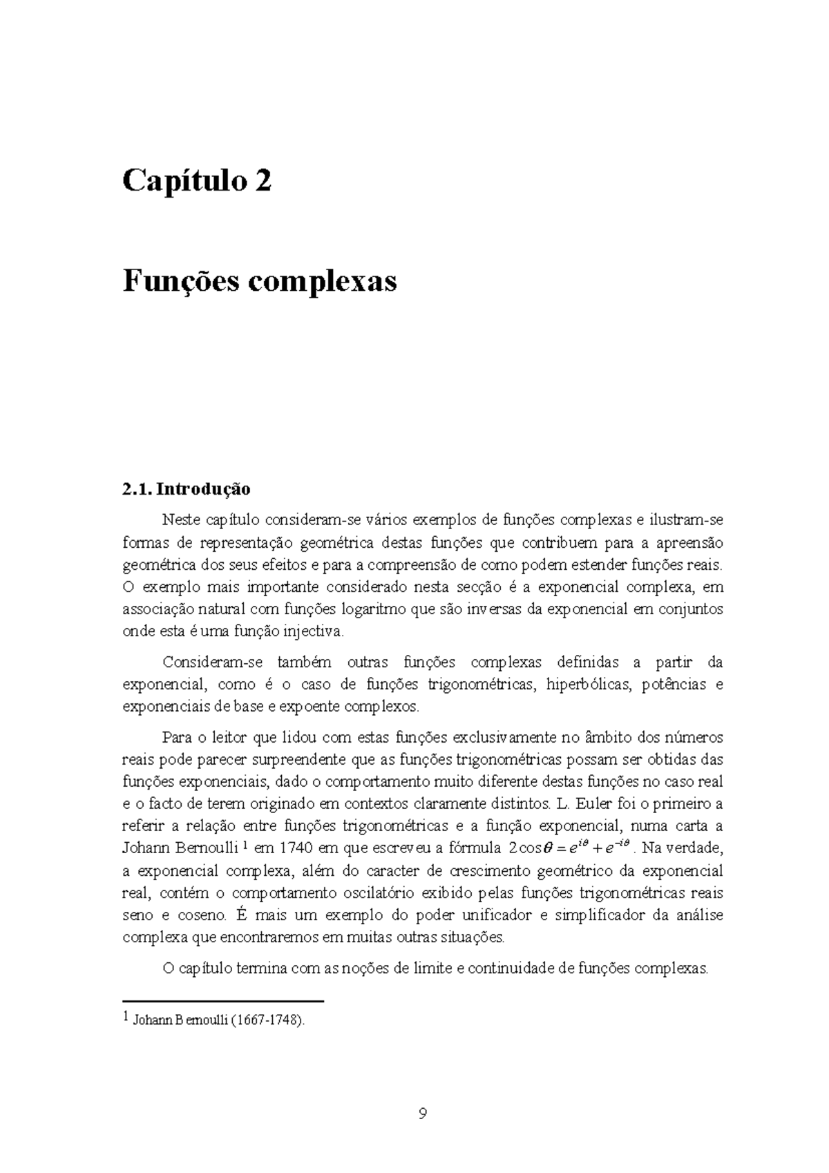 Análise Complexa Cap 2 - Capítulo 2 Funções complexas 2. Introdução ...