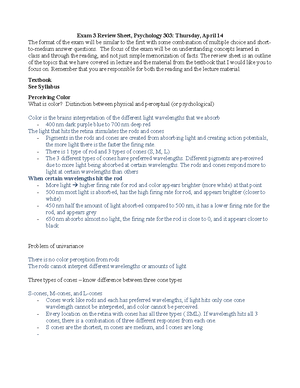 Exam 4 Review Sheet - PSY Final Exam Tuesday, May 10, The format of the ...
