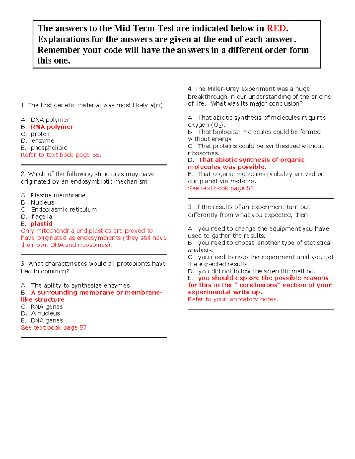 Midterm Exam 2012, Questions and answers - The answers to the Mid Term ...
