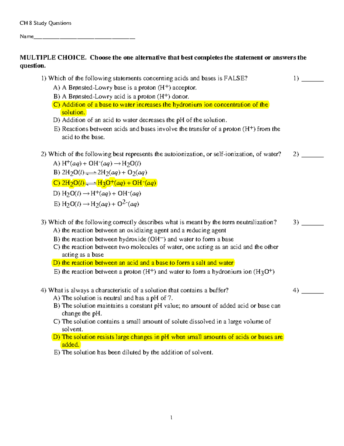 Chapter 8 Study Questions - CH 8 Study Questions Name ...