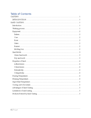 Sand Casting lab report