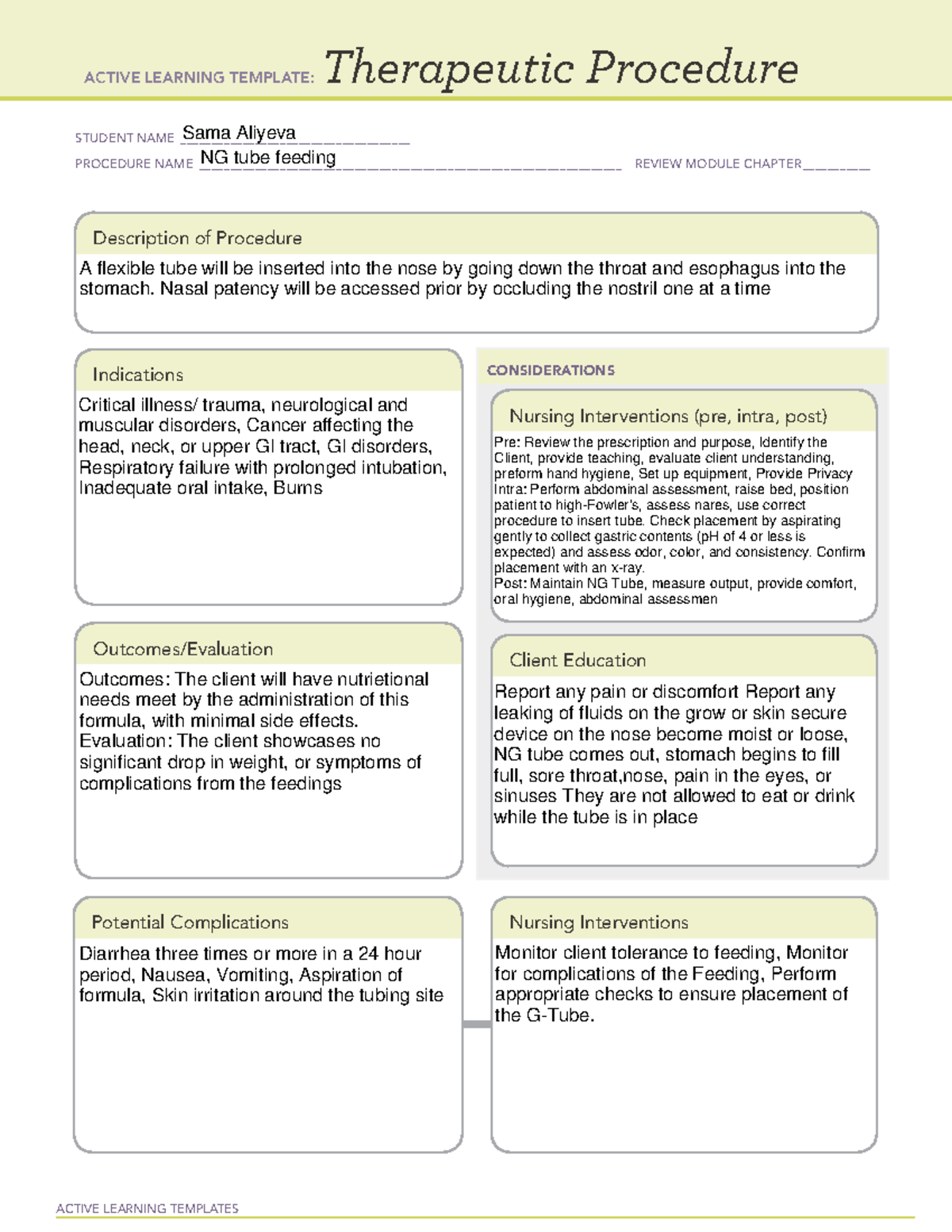 Therapeutic Procedure NG TUBE - NUR 1800 - ACTIVE LEARNING TEMPLATES ...