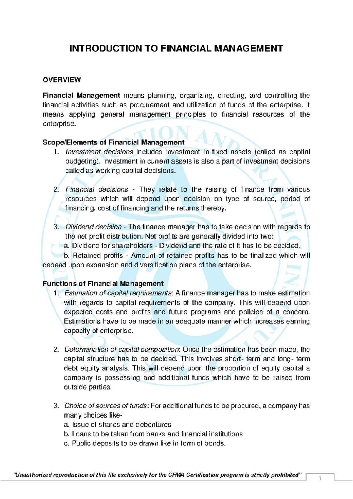 CFMA-Module-1 - THIS DOCUMENT MODULE IS VERY HELPFUL FOR FIANACIAOL ...