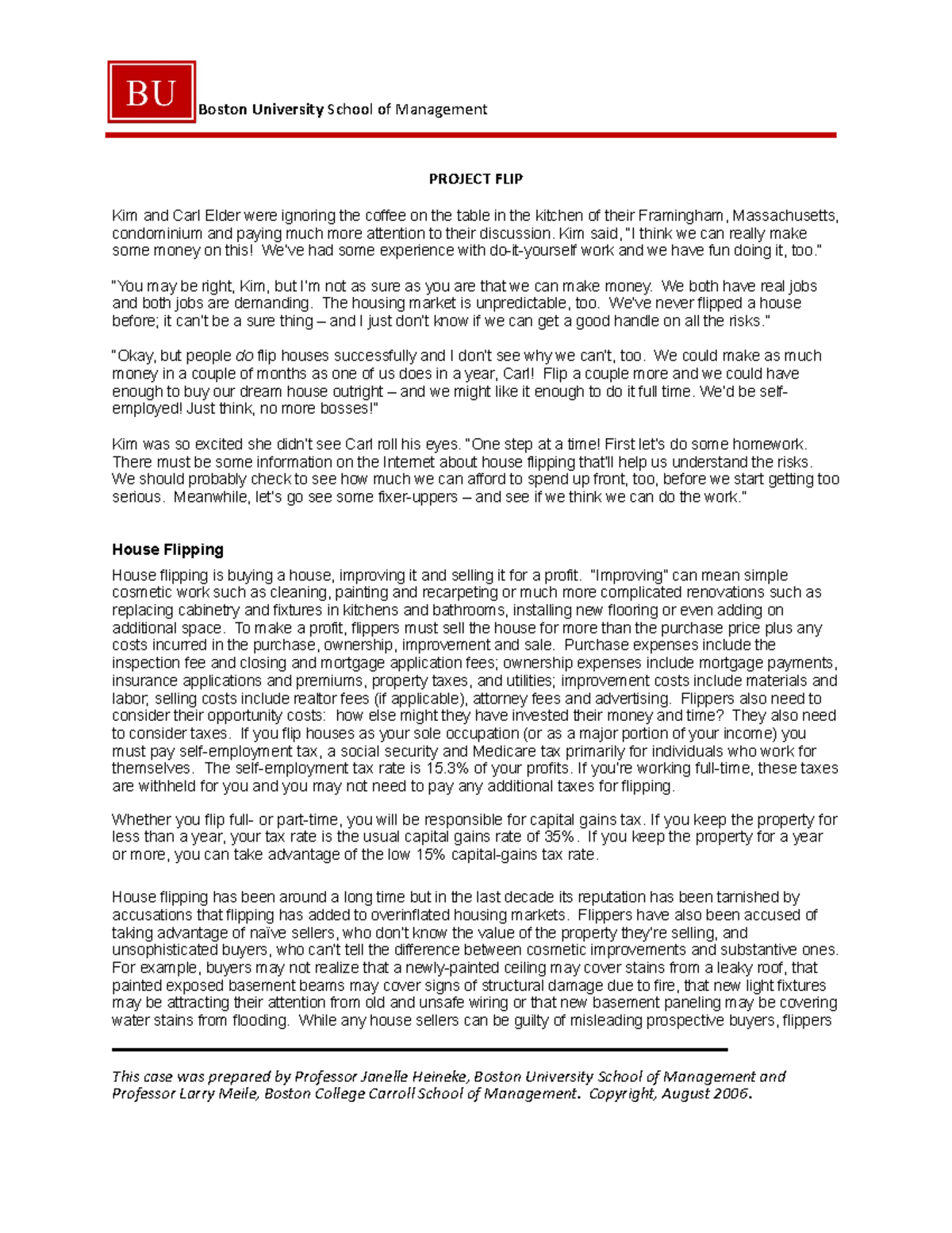 Project Flip A January 2010 - Boston University School of Management ...