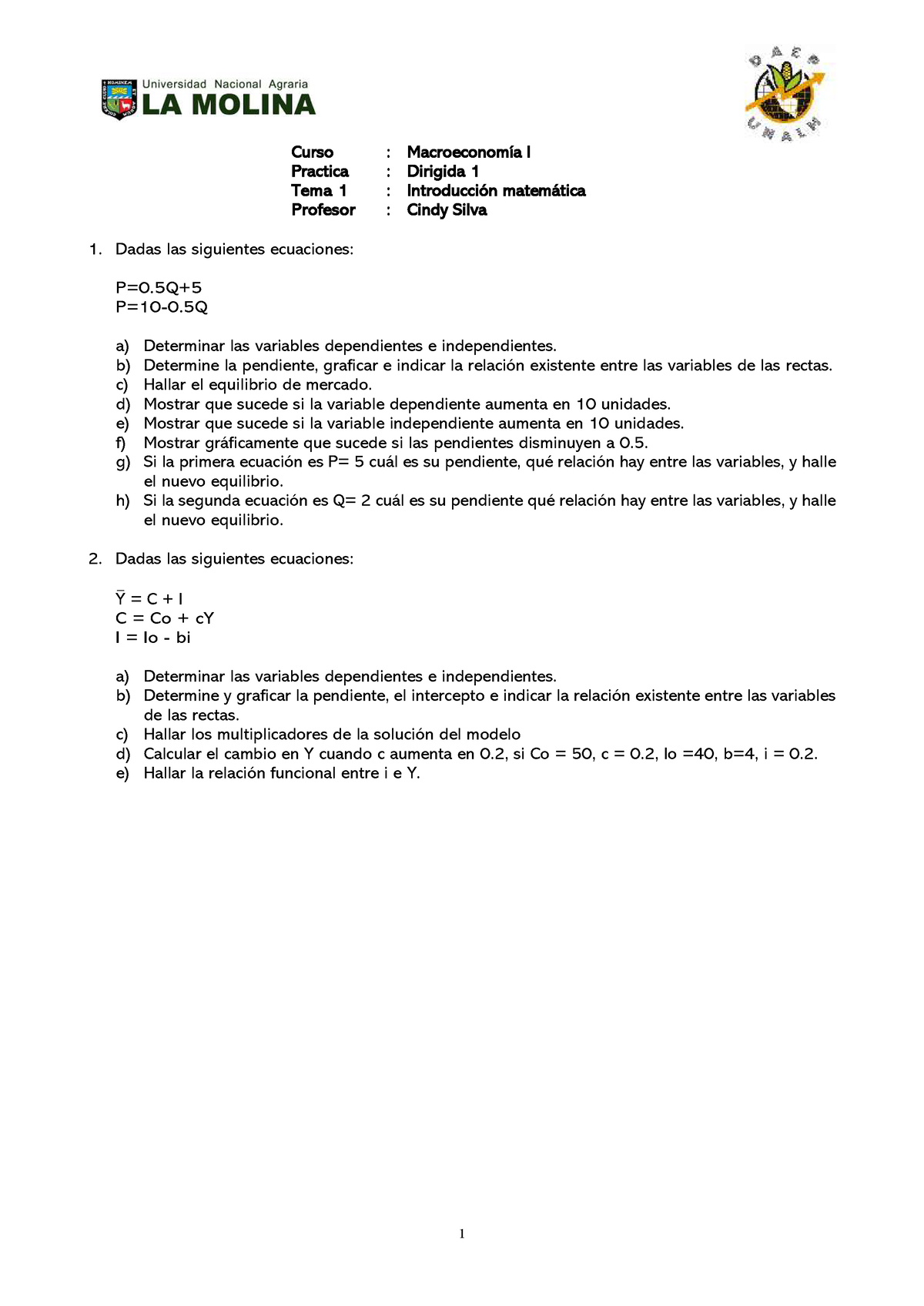 Macropd 1 - Práctica Dirigida. - 1 Curso : Macroeconomía I Practica ...