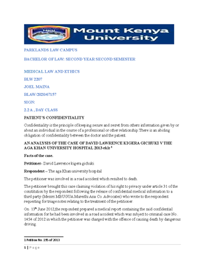 [Solved] Examples of exam questions asked in Medical Law and Ethics ...