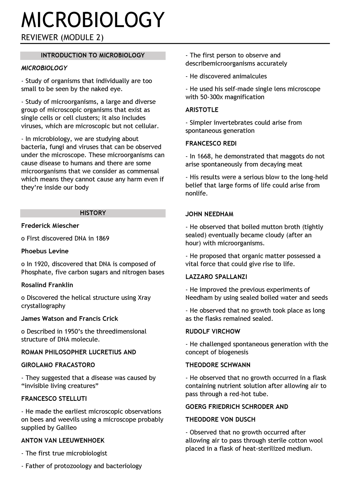 Microbiology Reviewer - REVIEWER (MODULE 2) INTRODUCTION TO ...