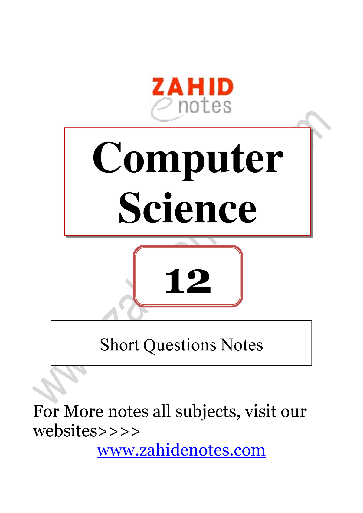 Computer Science Notes - For More Notes All Subjects, Visit Our ...