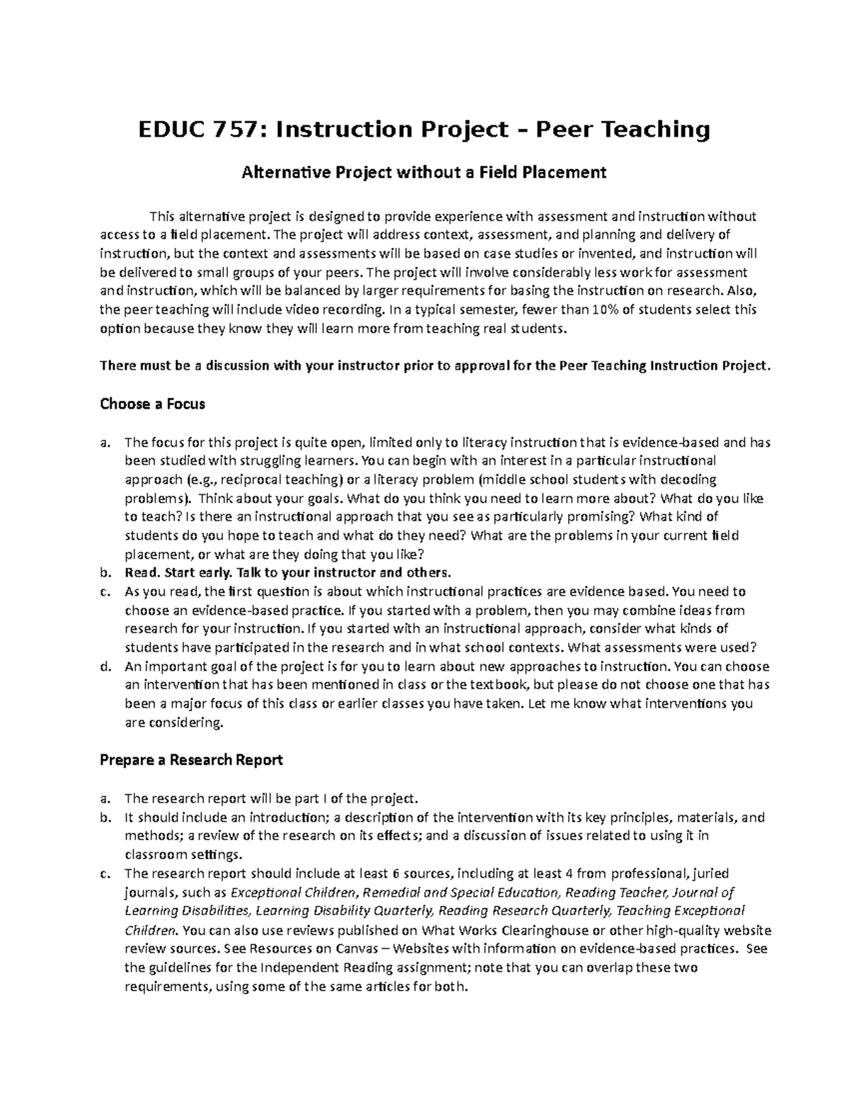 757 project 3 peer tchg - EDUC 757: Instruction Project – Peer Teaching ...