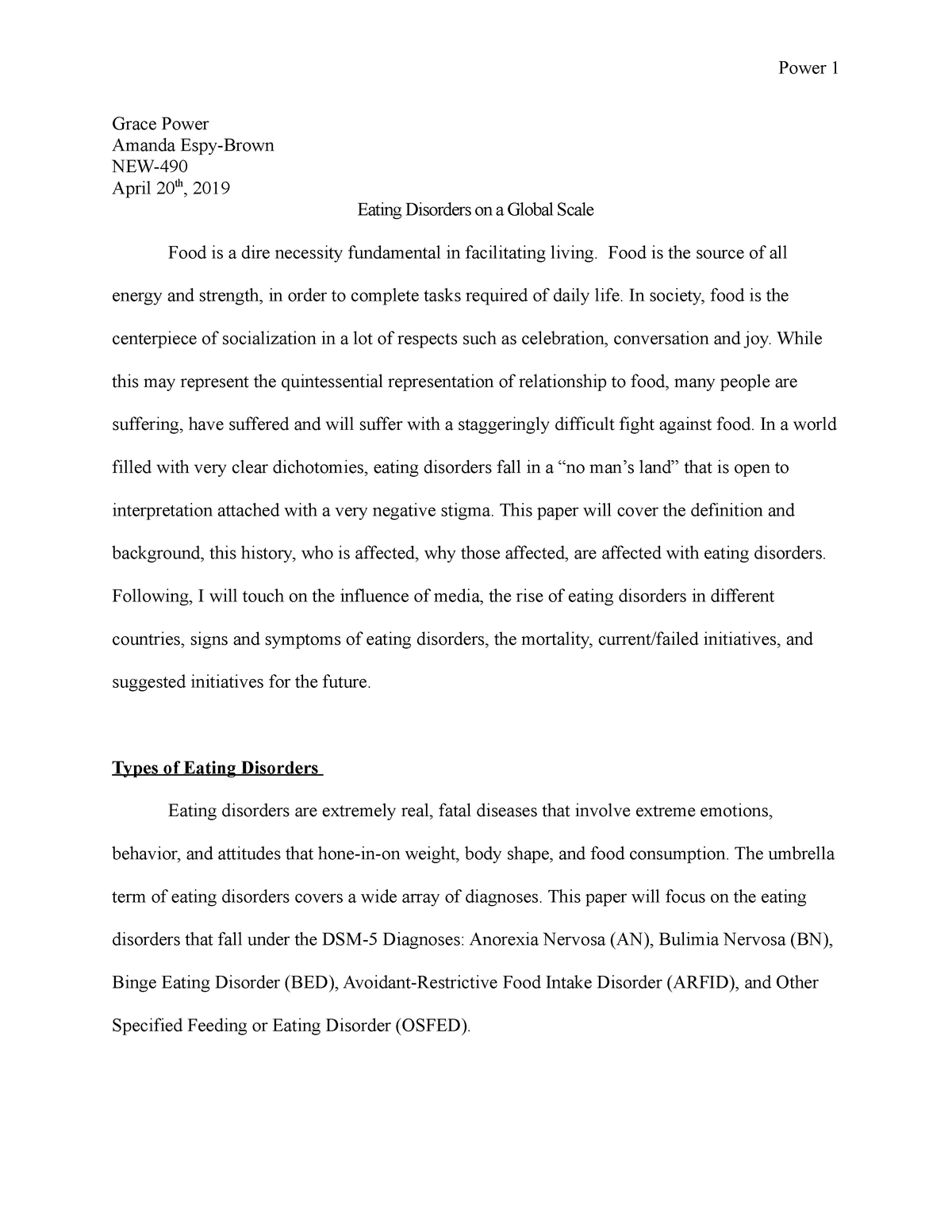 eating disorders essay introduction