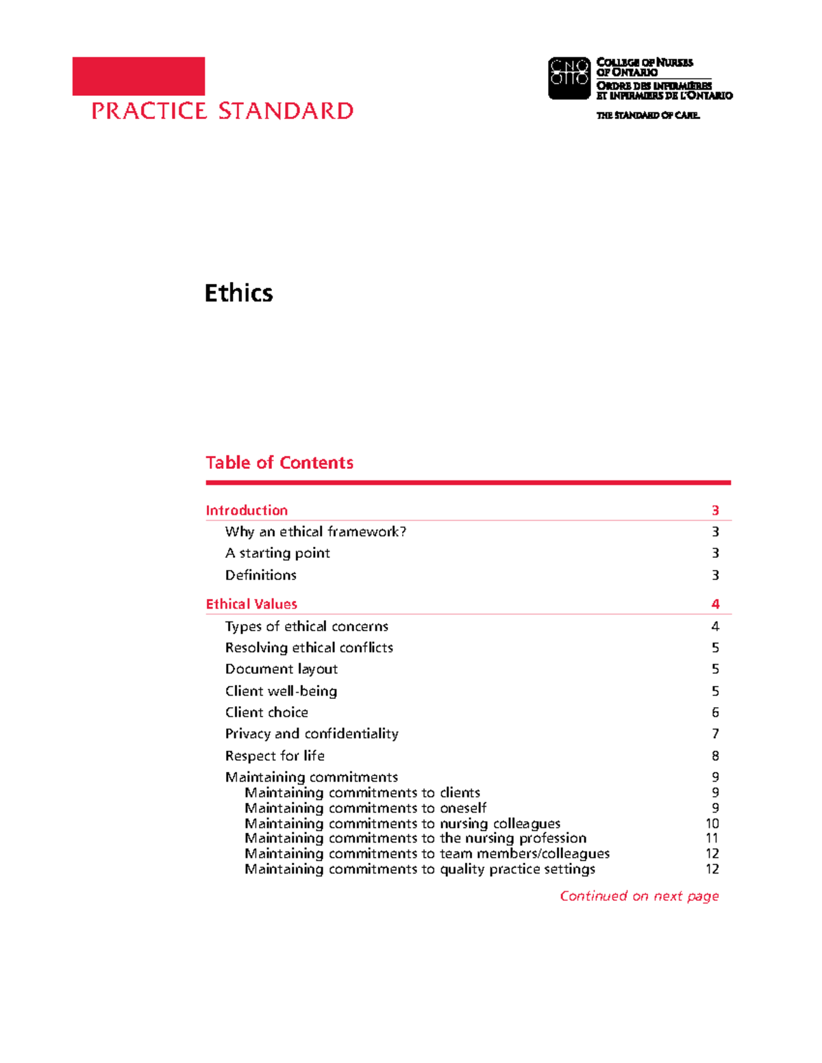 Ethics - DOS - PR ACTICE STANDARD Ethics Introduction Table of Contents ...