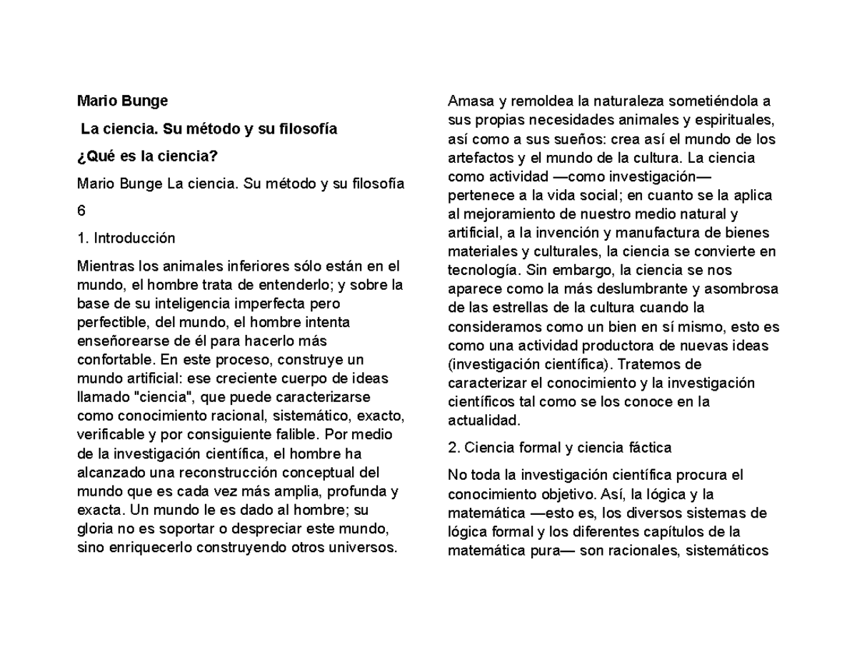 Mario Bunge - Mario Bunge La ciencia. Su método y su filosofía ¿Qué es