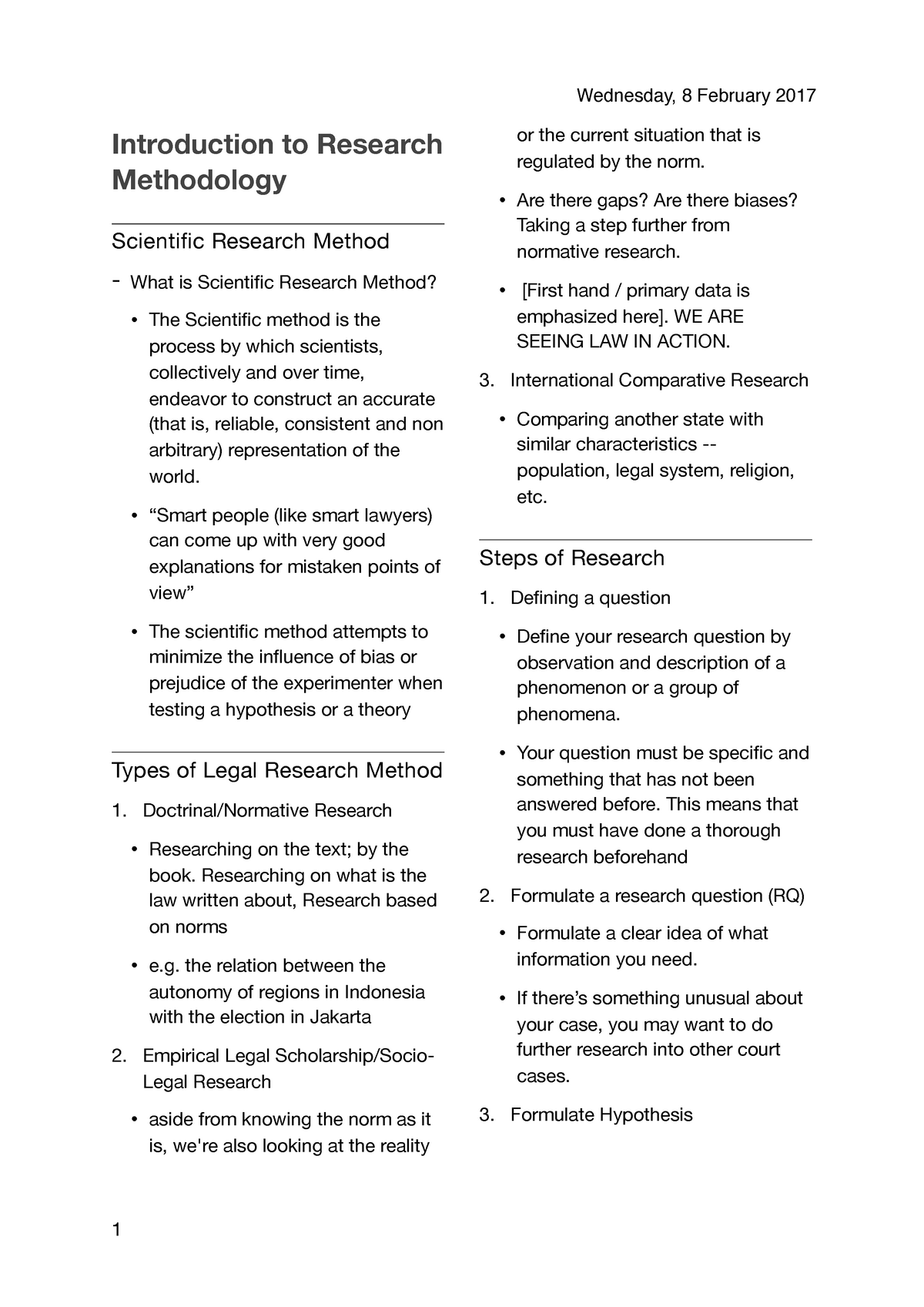 Introduction To Research Methodology - Wednesday, 8 February 2017 ...