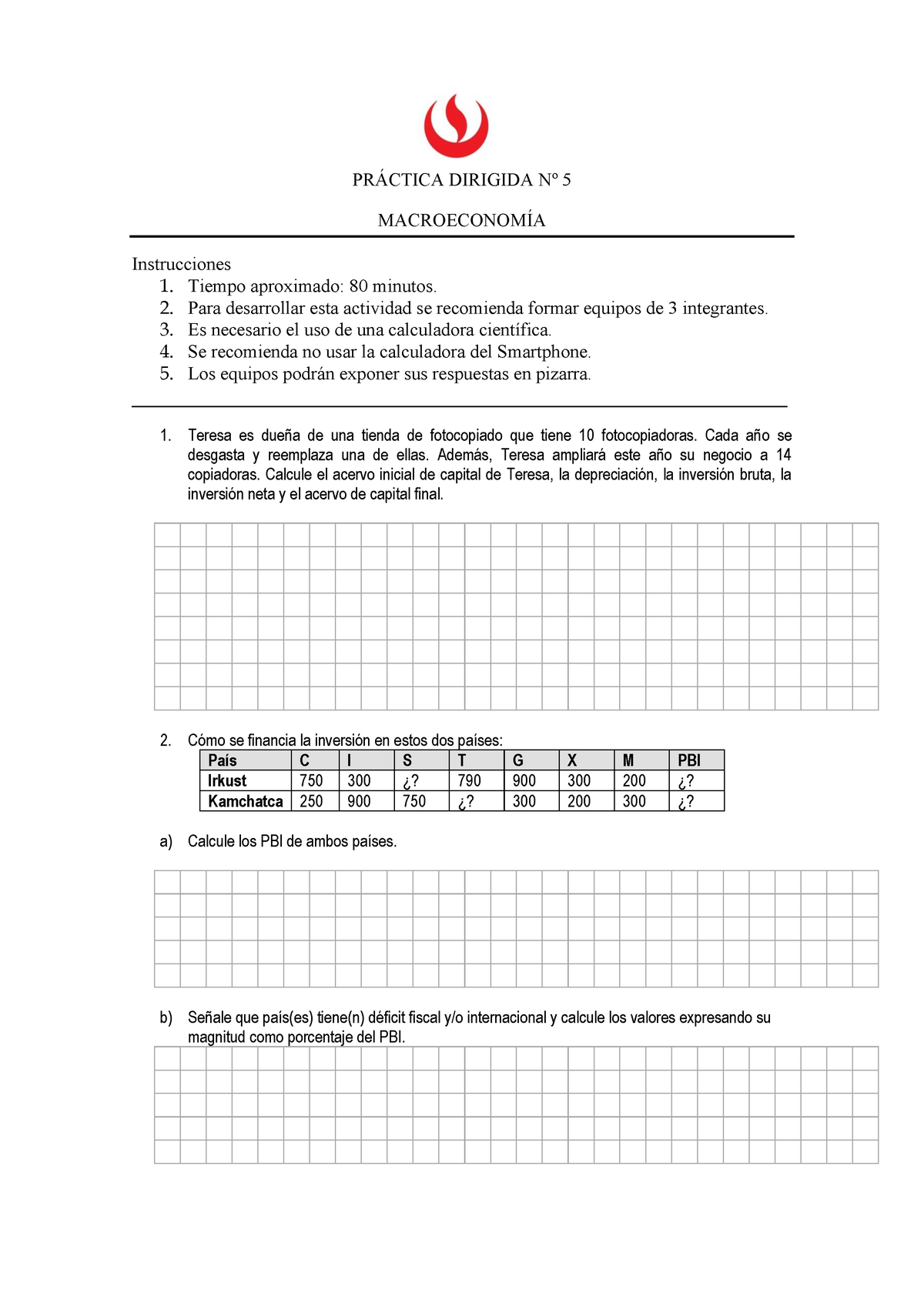 Práctica Dirigida 5 - ... - PRÁCTICA DIRIGIDA Nº 5 MACROECONOMÍA ...