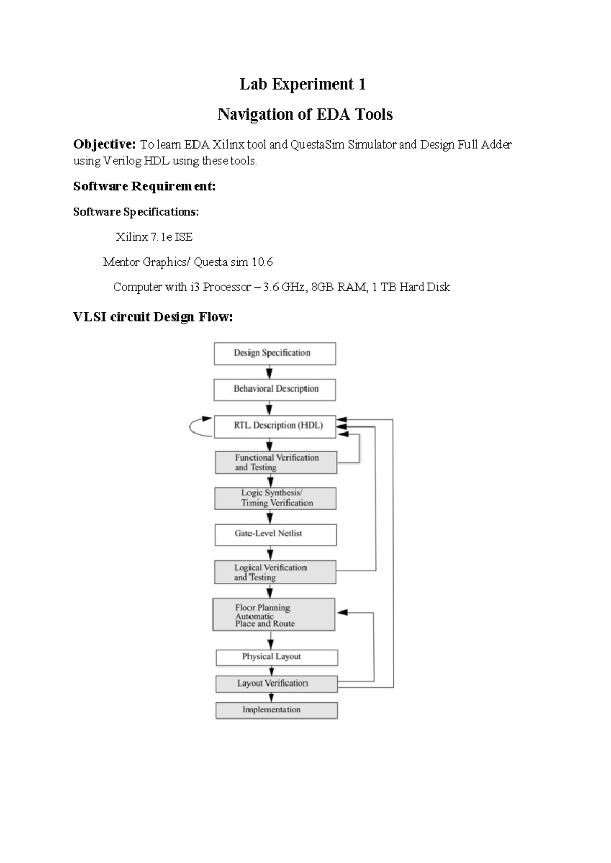 1. Navigation of EDA Tools Lab Experiment 1 Navigation of EDA Tools