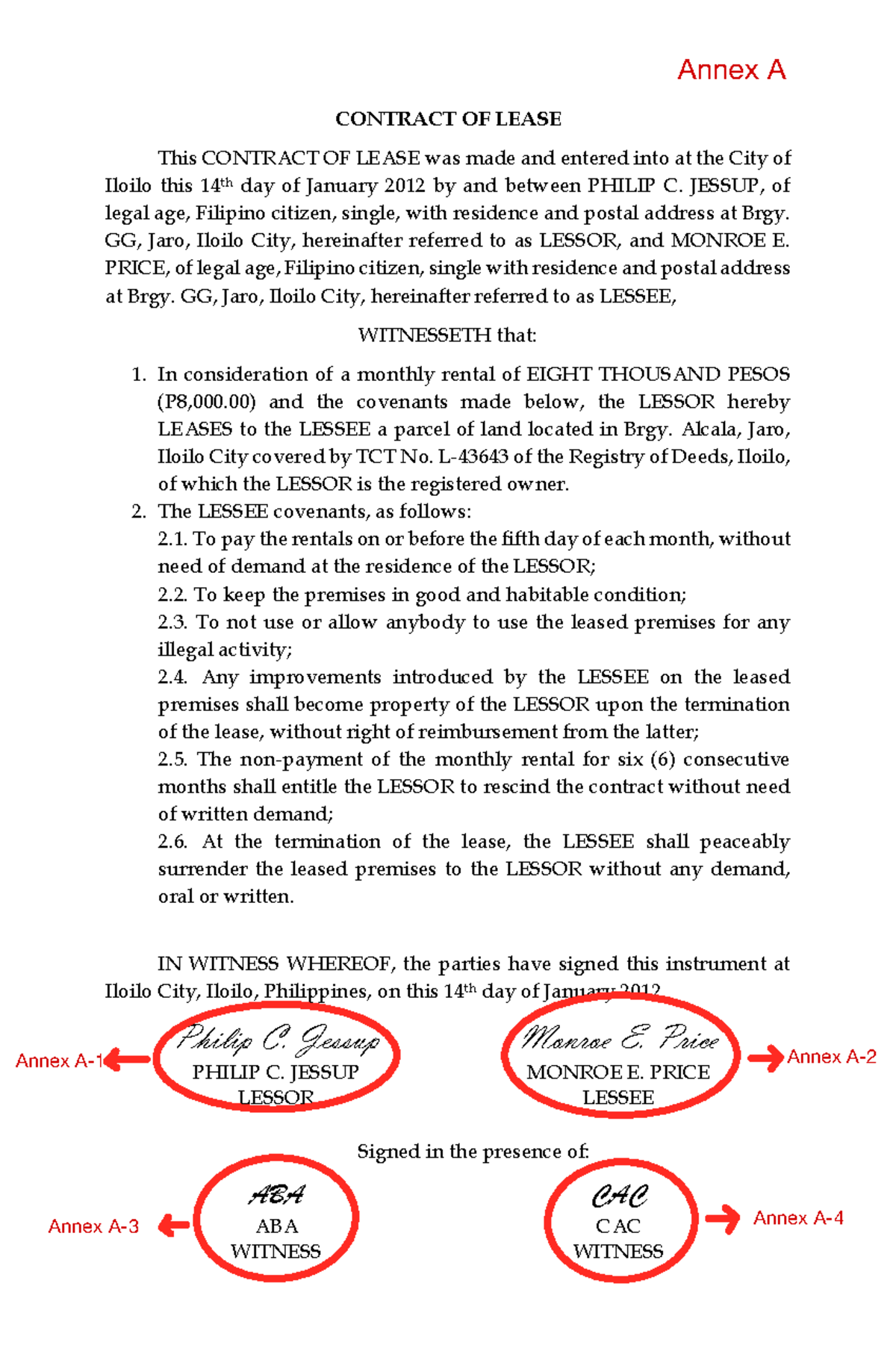 COL - CONTRACT OF LEASE This CONTRACT OF LEASE was made and entered ...