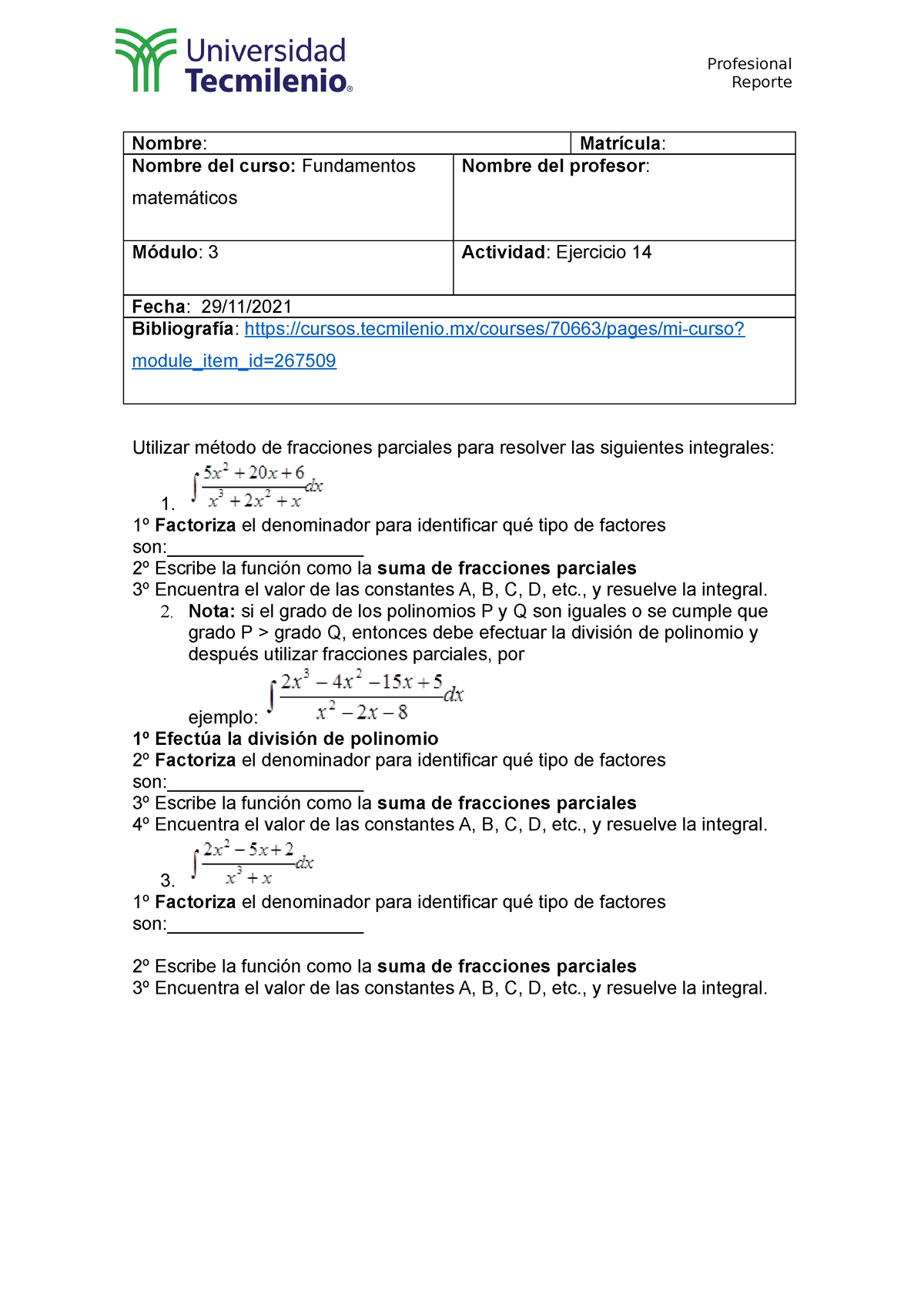 Ejercicios Tema 14 Tarea Profesional Reporte Nombre Matrícula Nombre Del Curso 8423