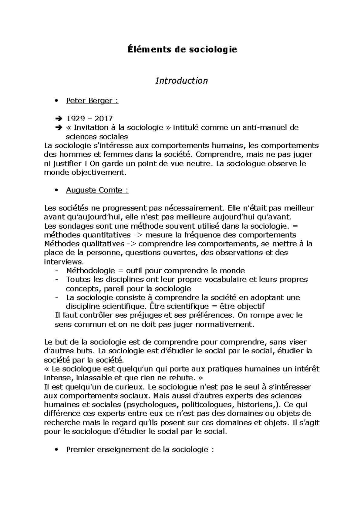 Éléments de sociologie - Éléments de sociologie Introduction Peter ...