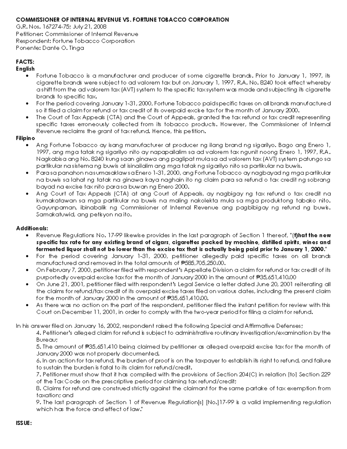 Group 5 CASE Digestt Case Digest COMMISSIONER OF INTERNAL REVENUE