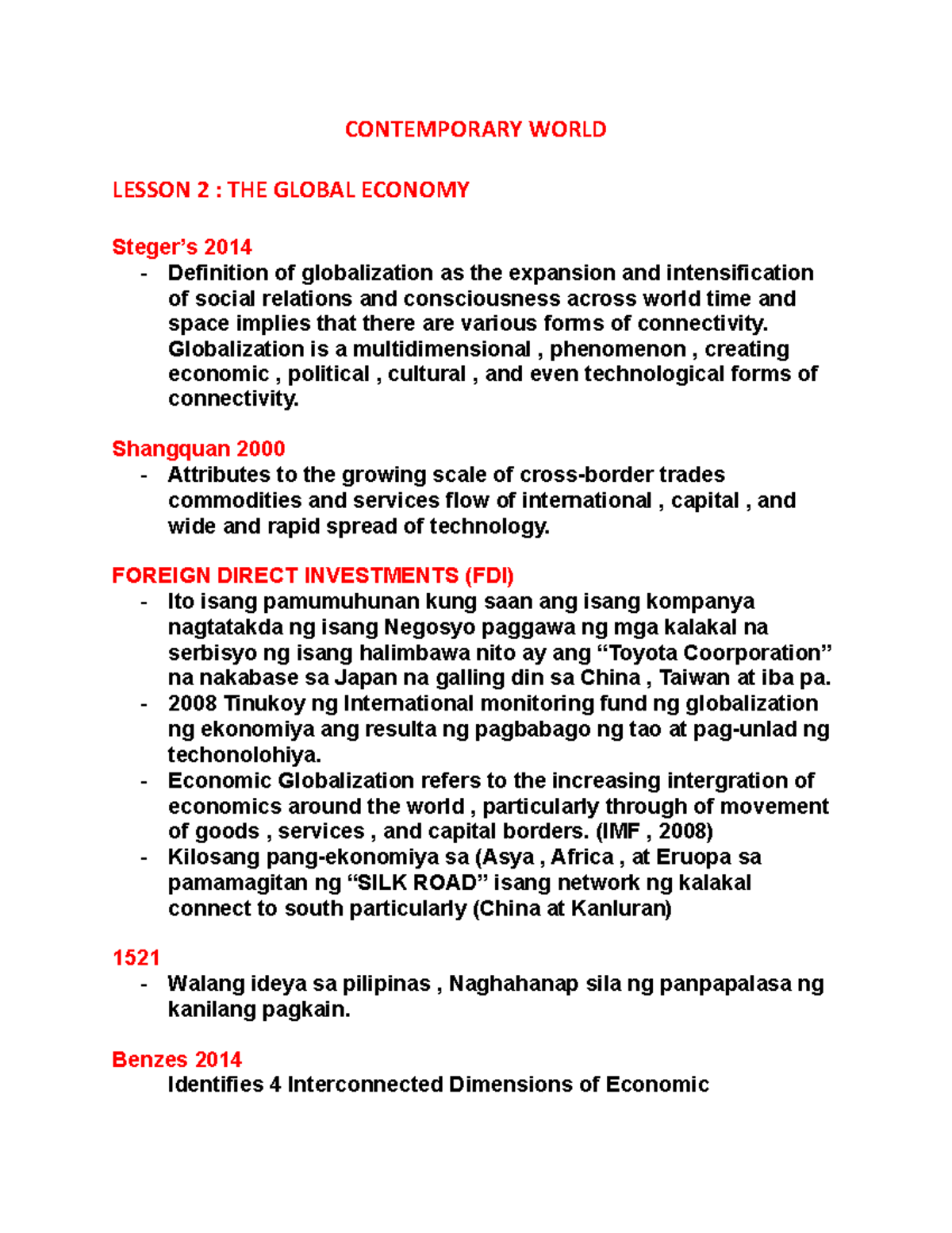 Contemporary World Lesson 2 Reviewer - CONTEMPORARY WORLD LESSON 2 ...