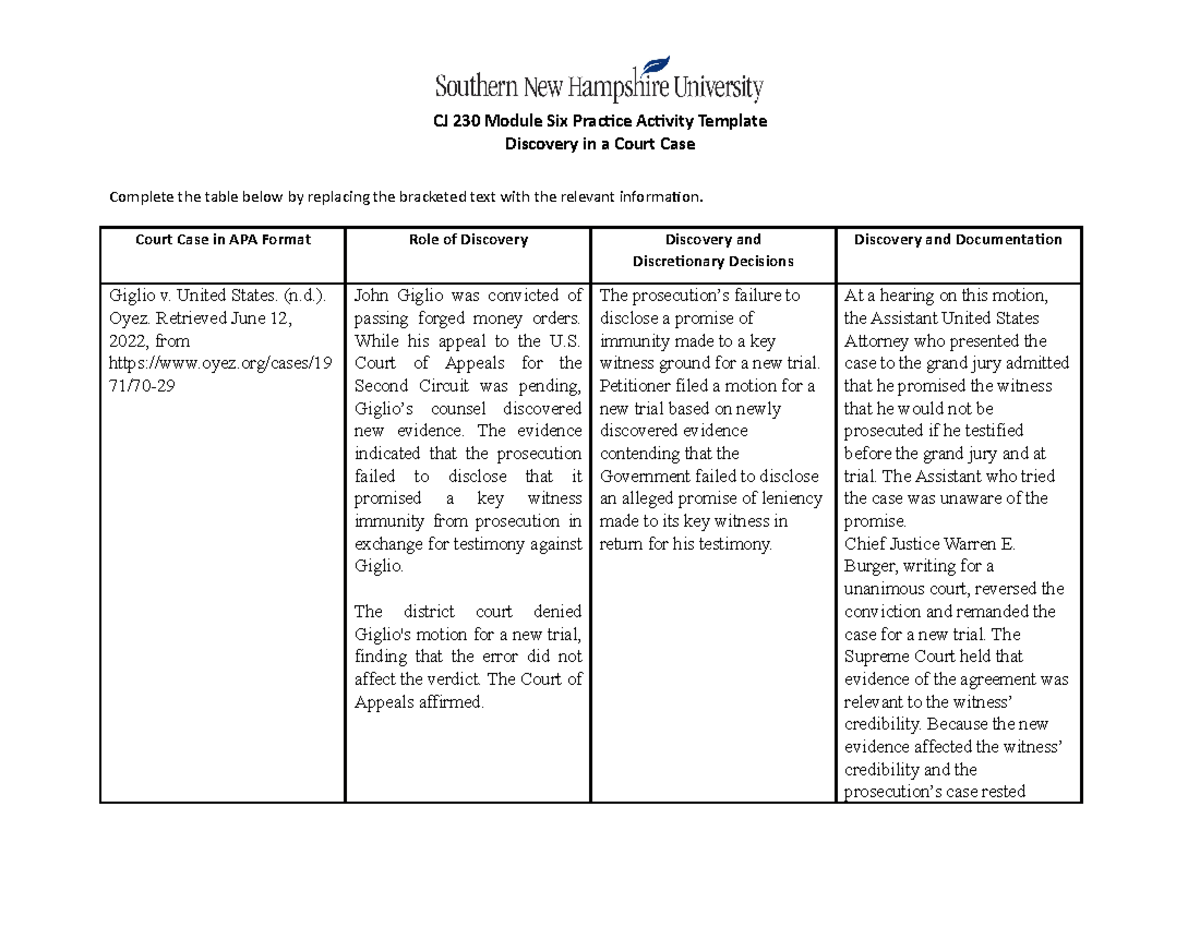 cj 230 module 6 assignment