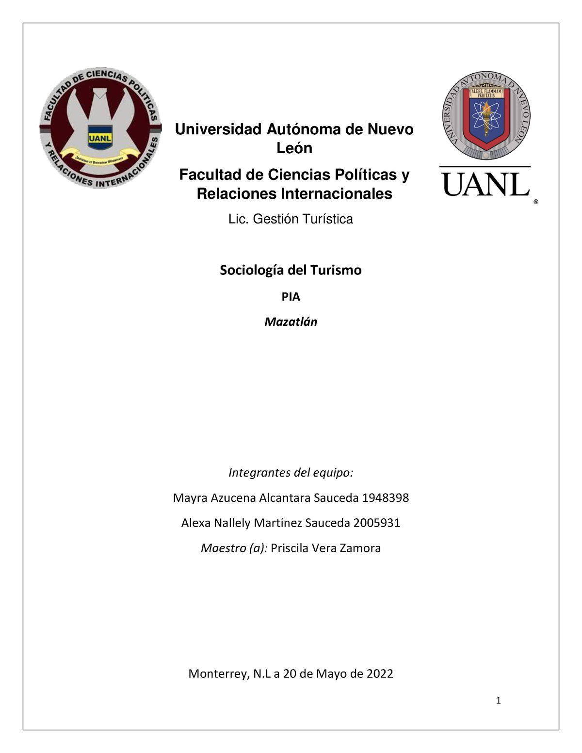 PIA Sociologia Final - Universidad Autónoma De Nuevo León Facultad De ...