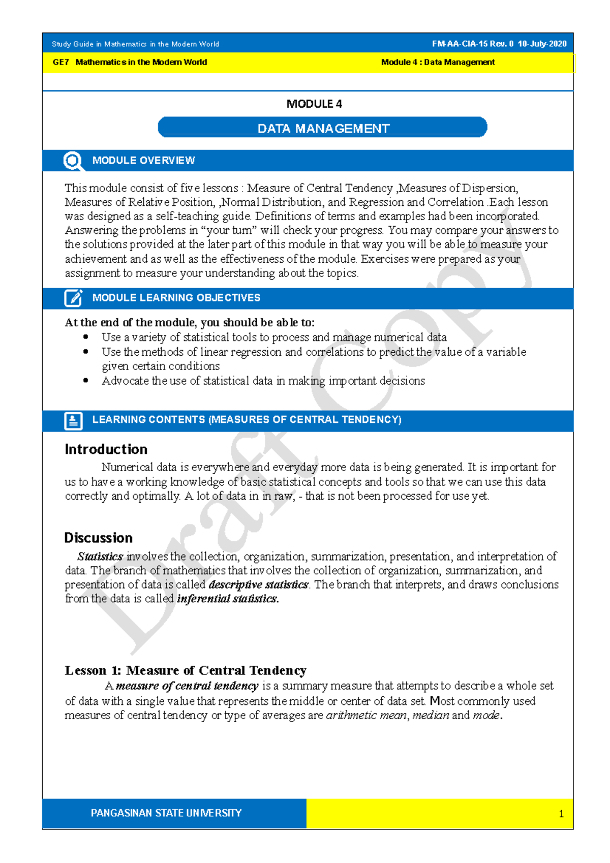 Mathematics in Modern World Module - Study Guide in Mathematics in the ...