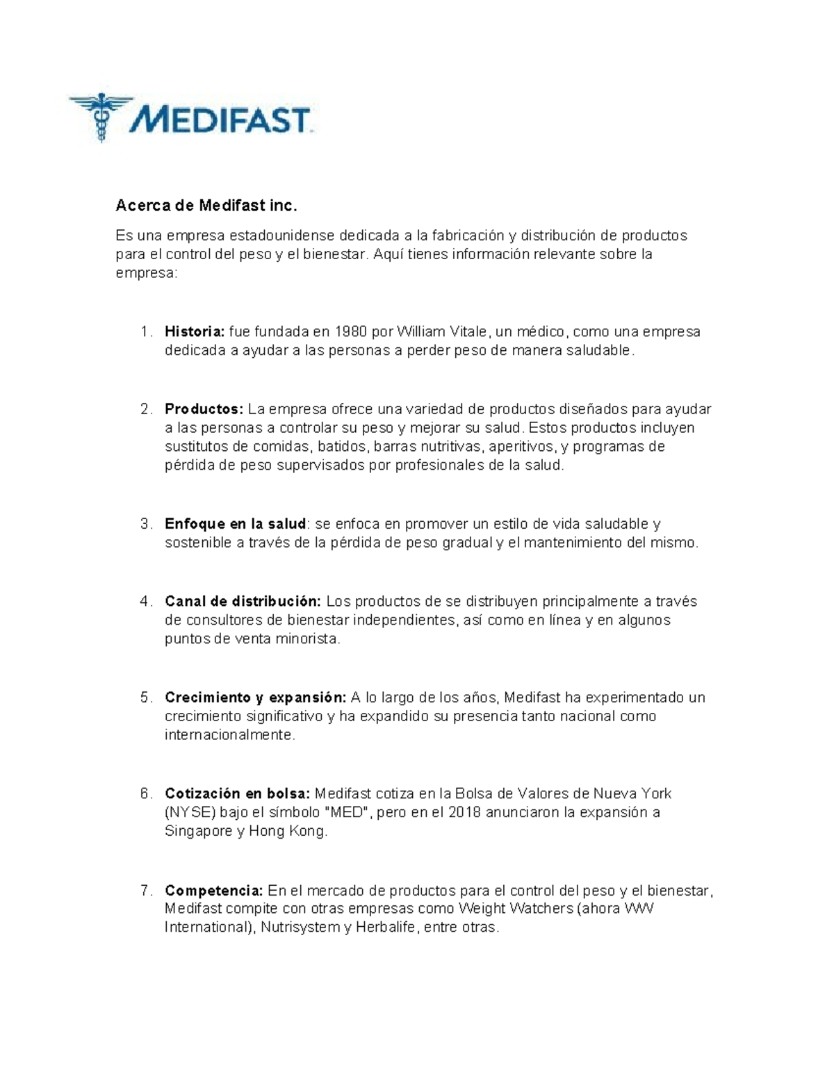 Medifast Inc 2 - aaaaa - Acerca de Medifast inc. Es una empresa ...