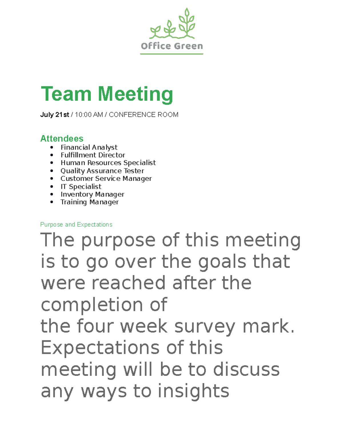 Meeting agenda Email - Team Meeting July 21st / 10:00 AM / CONFERENCE ...