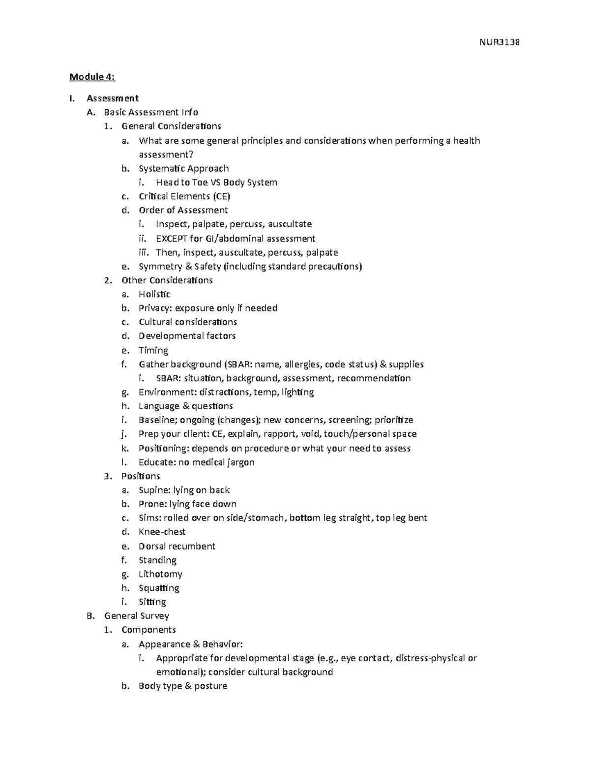 Module 4 - Neuro Psychosocial Heent - Module 4: I. Assessment A. Basic ...