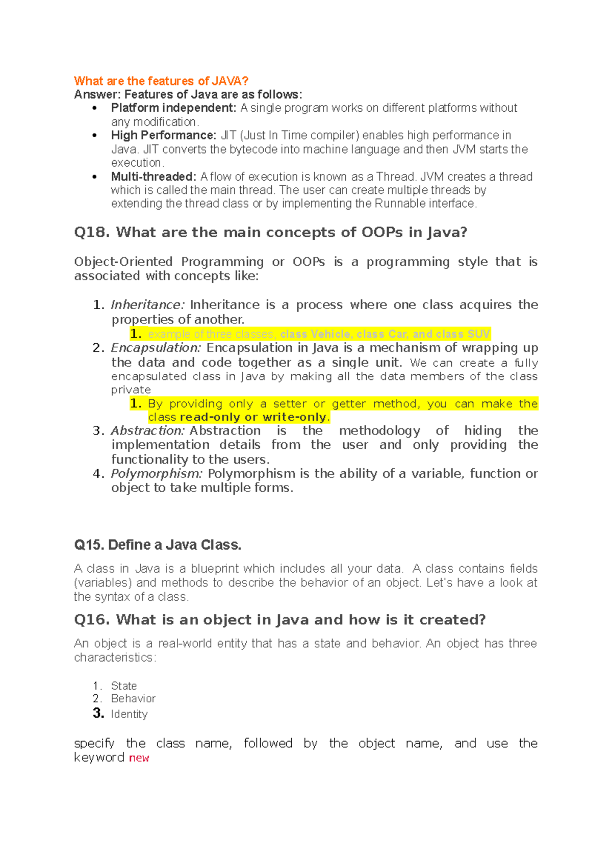 What are the features of JAVA - What are the features of JAVA? Answer ...