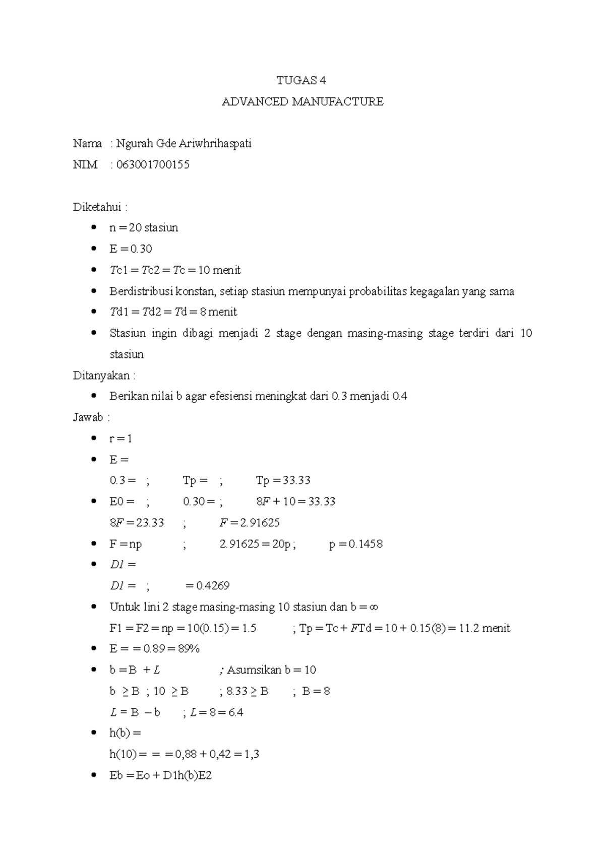 Tugas 4 063001700155 - Assignment - TUGAS 4 ADVANCED MANUFACTURE Nama ...