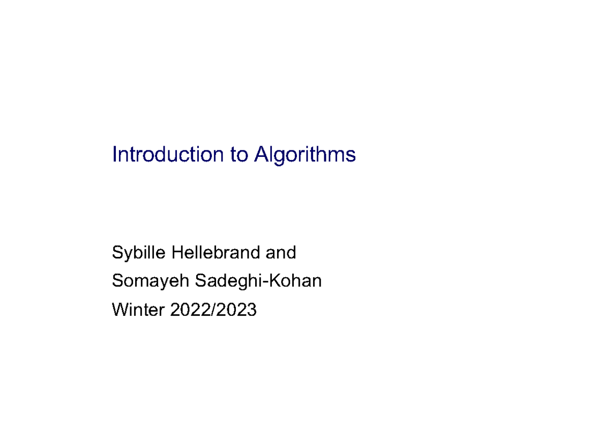Algorithms 22-introduction - Introduction to Algorithms Sybille ...