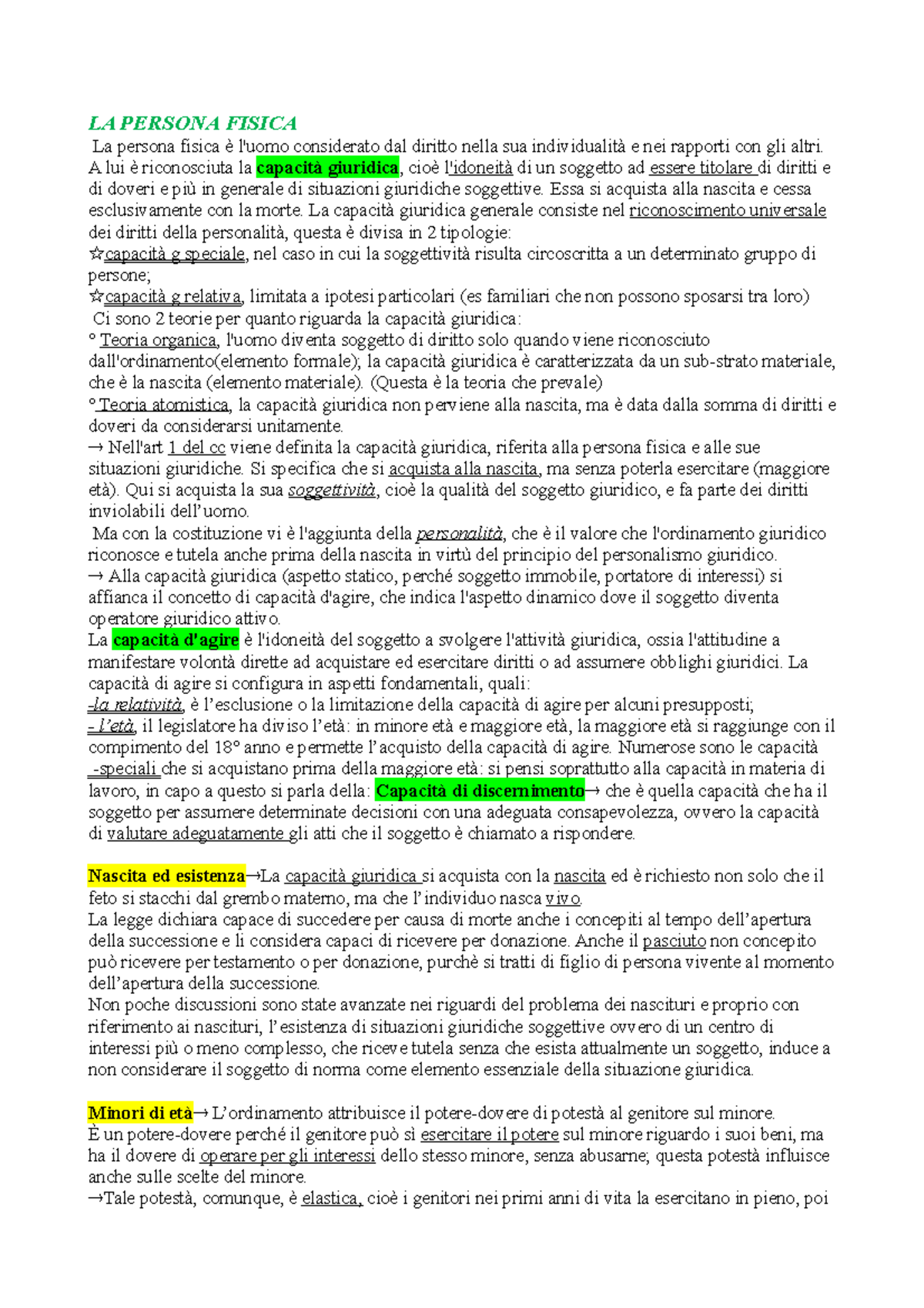 Diritto Privato Prima Parte Perlingieri - LA PERSONA FISICA La Persona ...