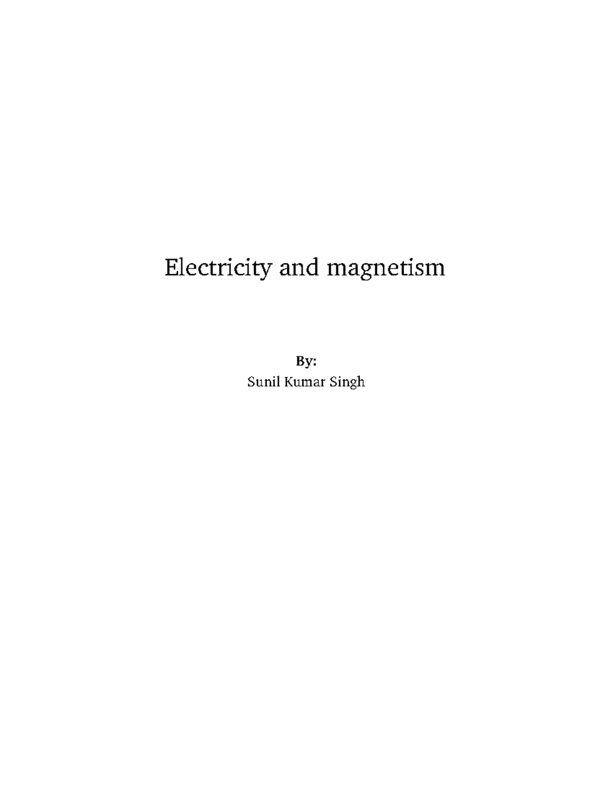 Electricity and By Sunil Kumar