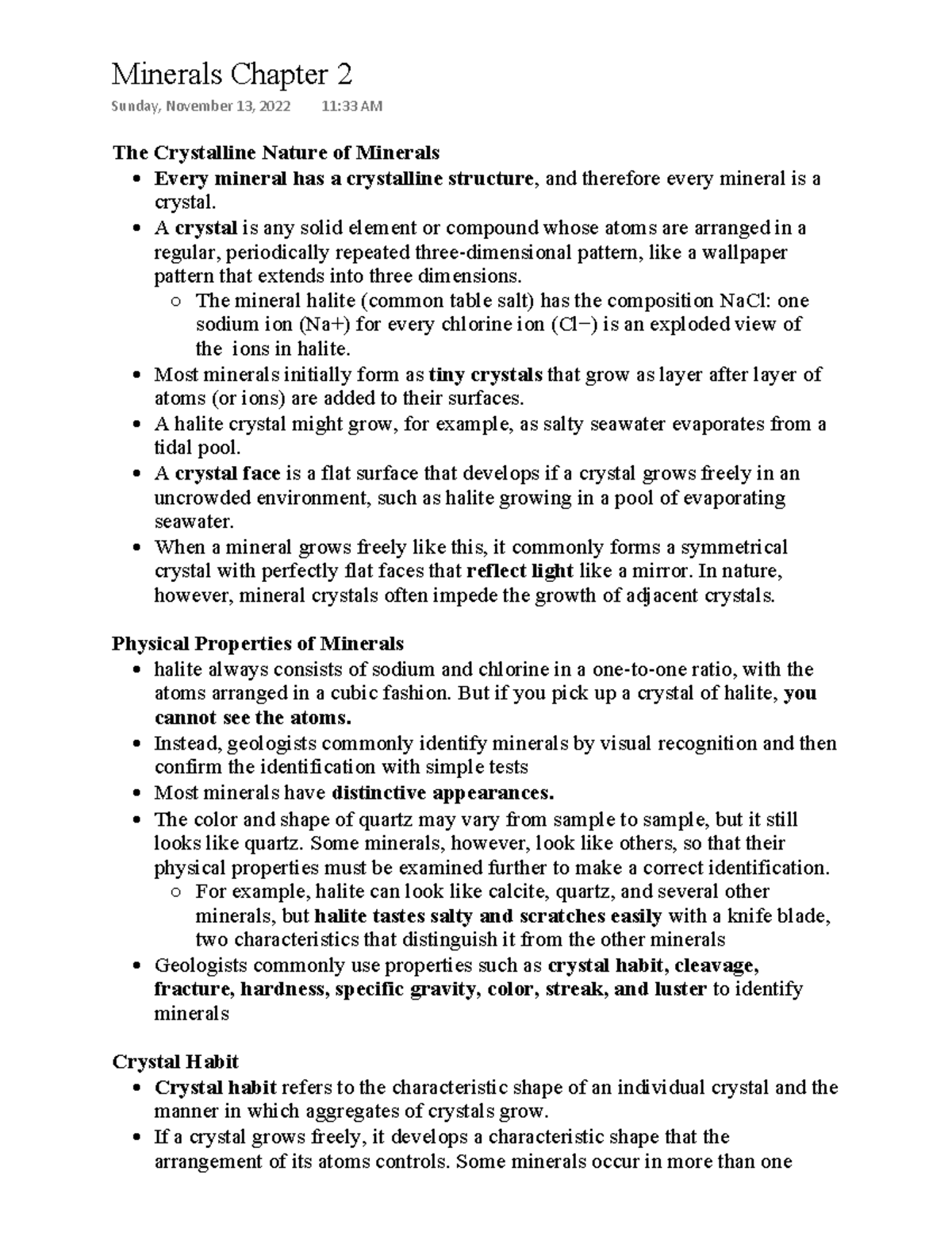 Minerals Chapter 2 - Teacher Thomas Smith - The Crystalline Nature of ...