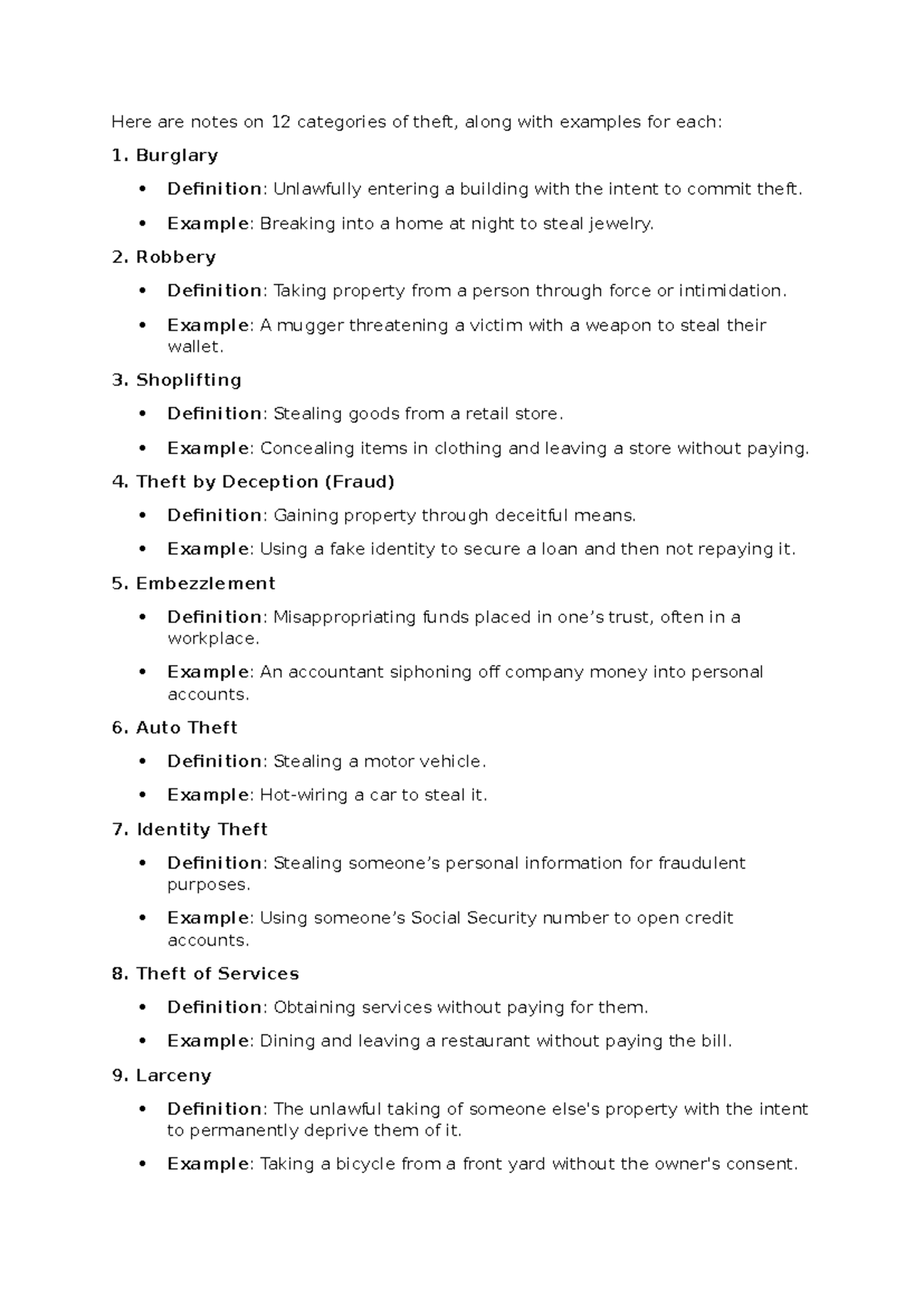 Info Sec Notes 3 - Here are notes on 12 categories of theft, along with ...