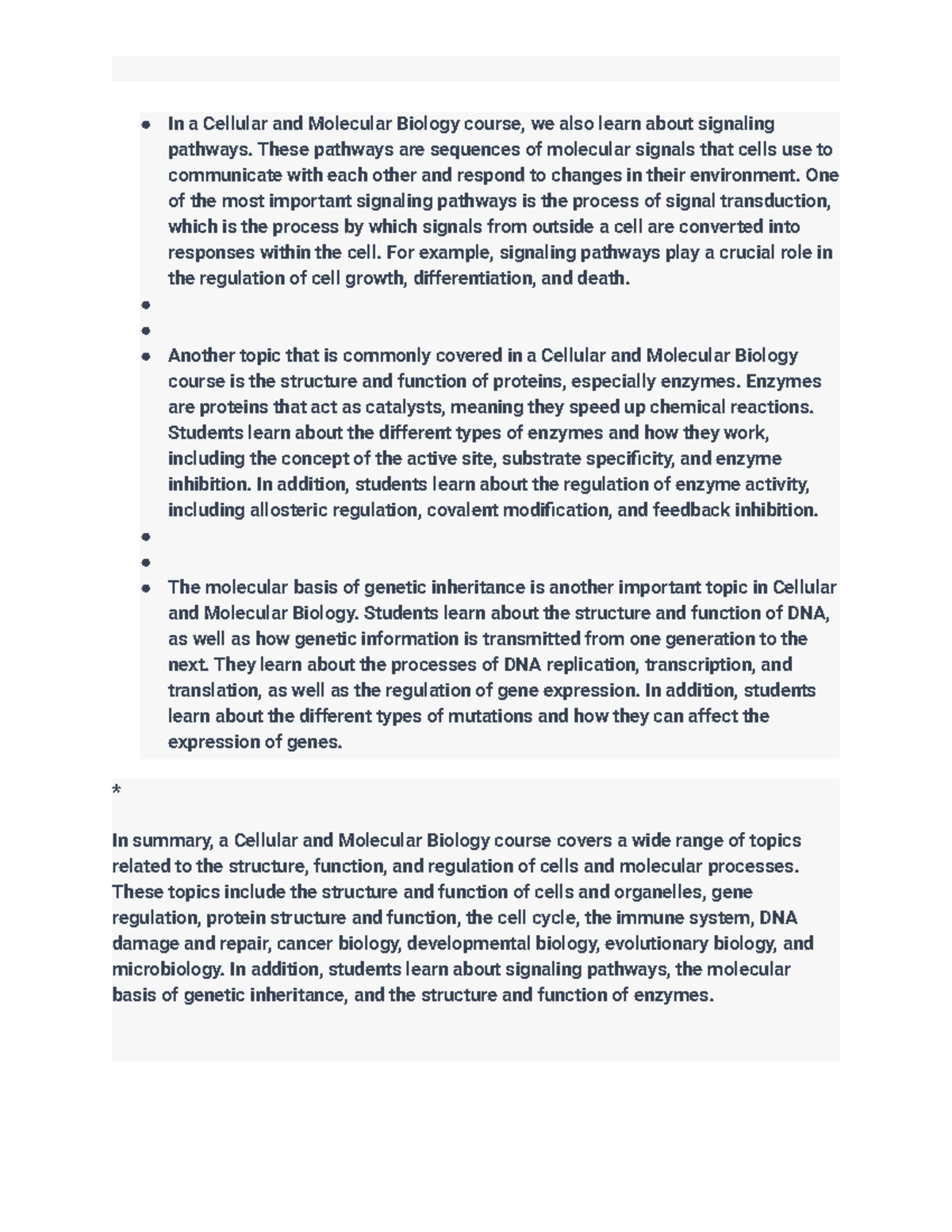 Cellular and Molecular Biology Signaling pathways In a Cellular and