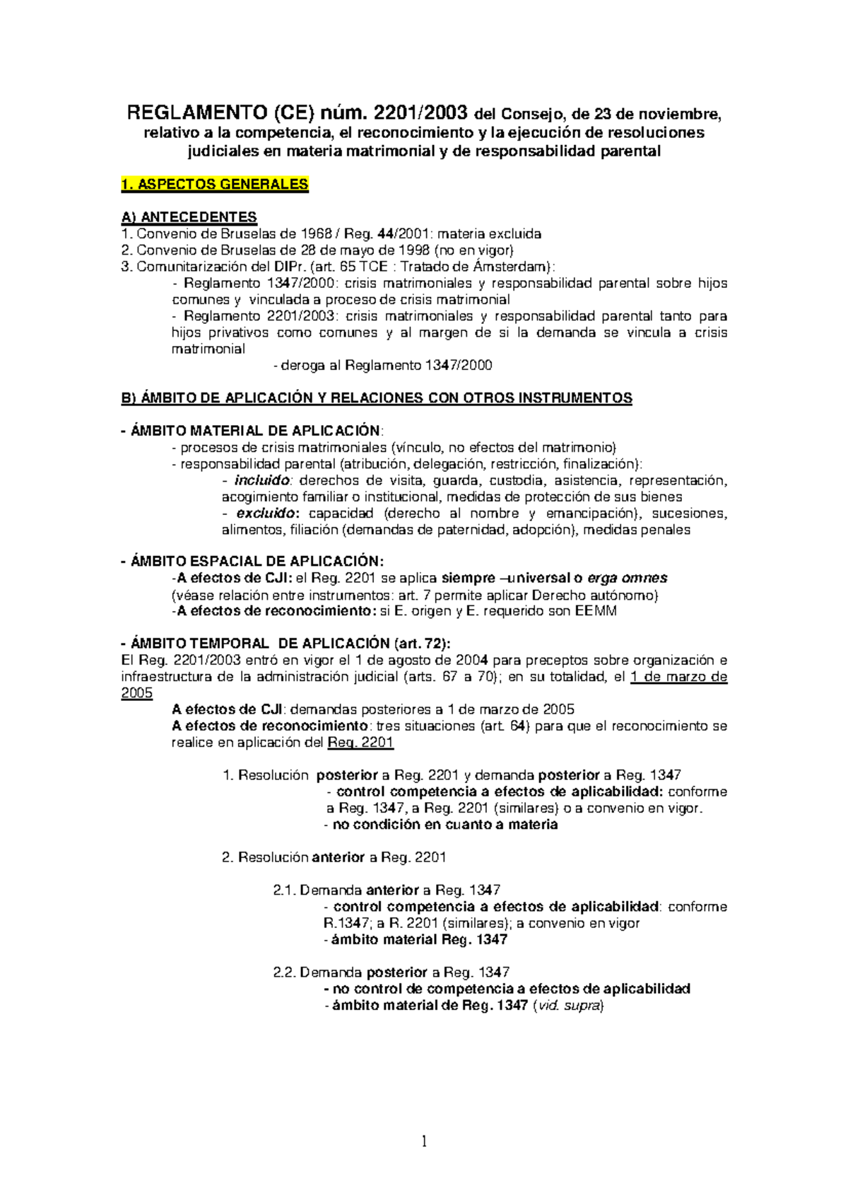 RBII Bis - Esquema - REGLAMENTO (CE) Del Consejo, De 23 De Noviembre ...