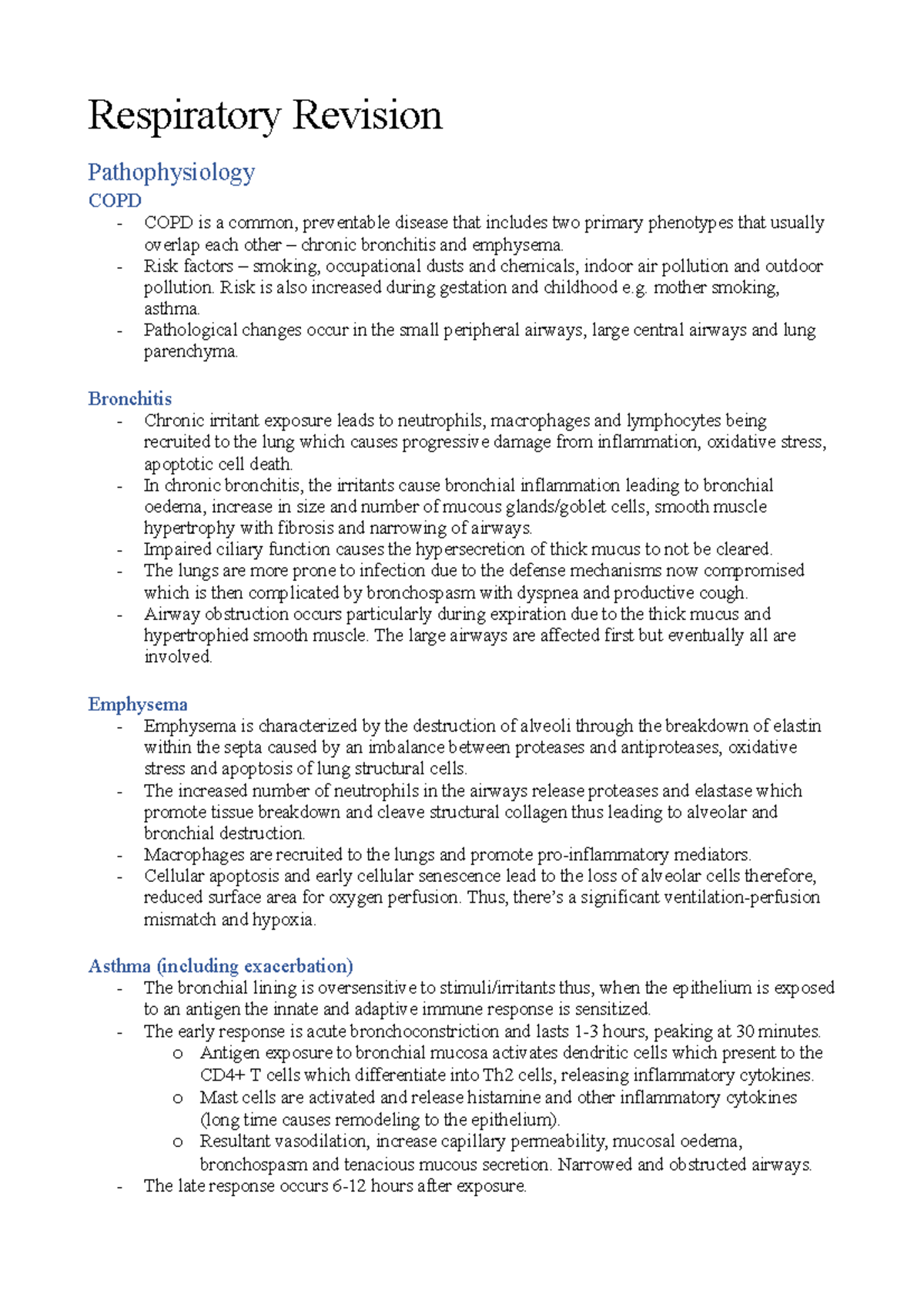 Respiratory revision notes for nursing - Fundamentals of Acute Nursing ...