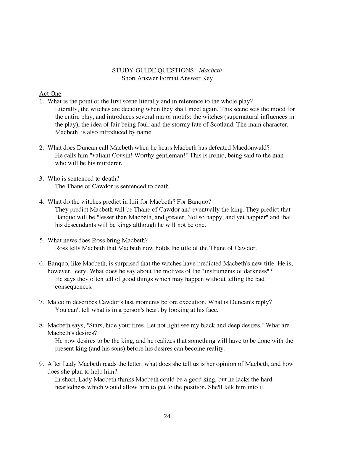 Grade 11 English Macbeth Study Guide Questions Answers - STUDY GUIDE ...