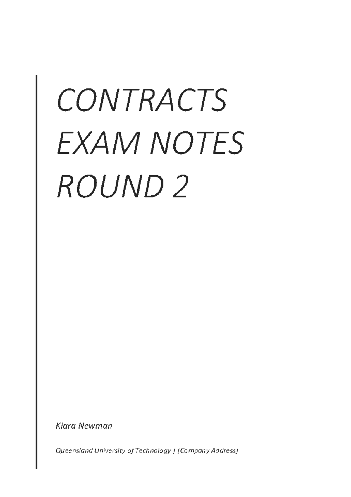 Contracts Exam Notes Round 2 - LLB202 - QUT - Studocu