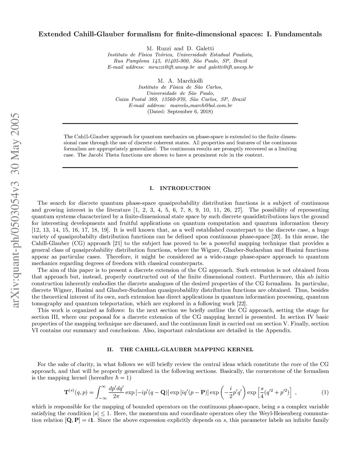 0503054 - Cours - ArXiv:quant-ph/0503054v3 30 May 2005 Extended Cahill ...