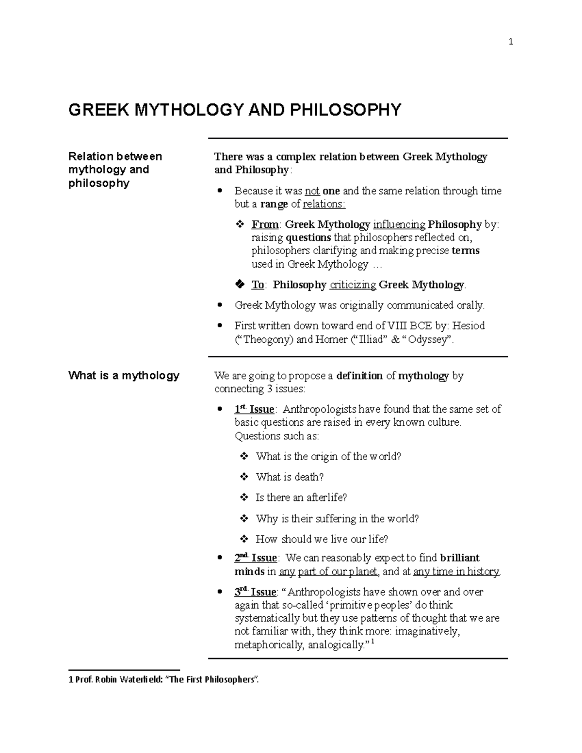 Greek Mythology AND Philosophy-Lecture 2 ( Covid) - GREEK MYTHOLOGY AND ...