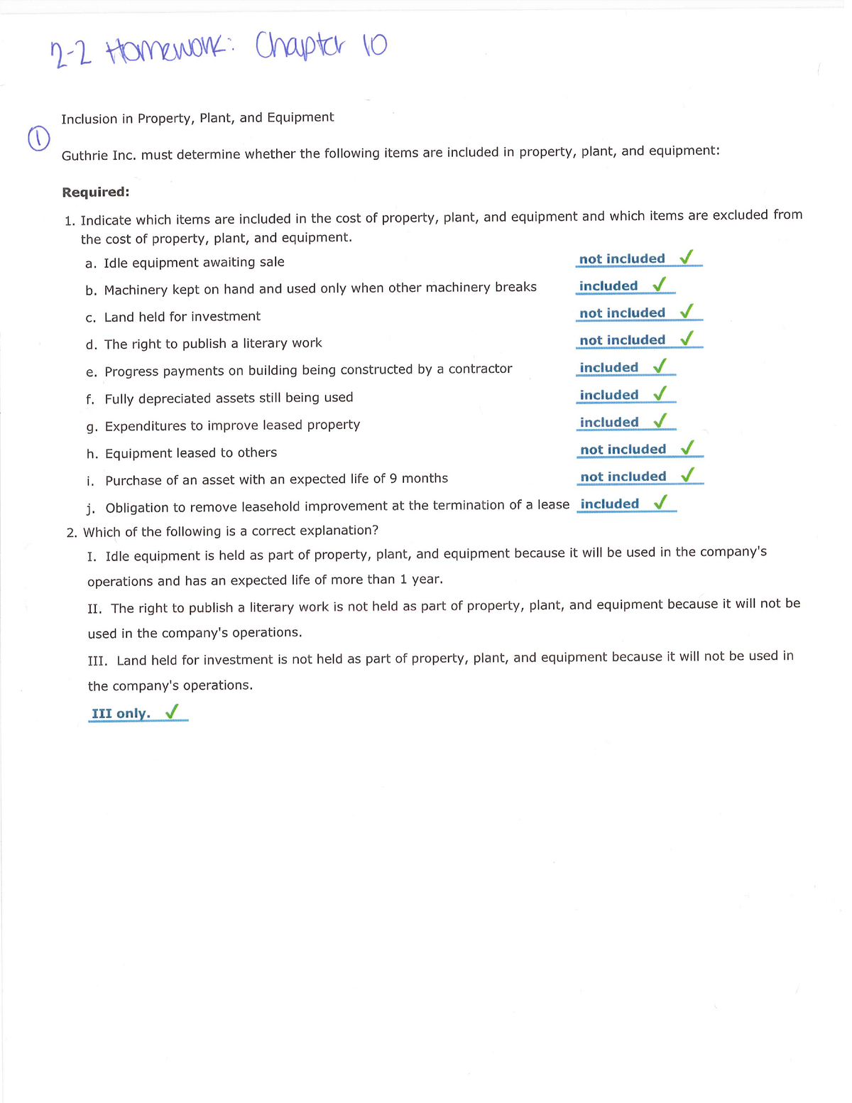 chapter 10 homework answer key