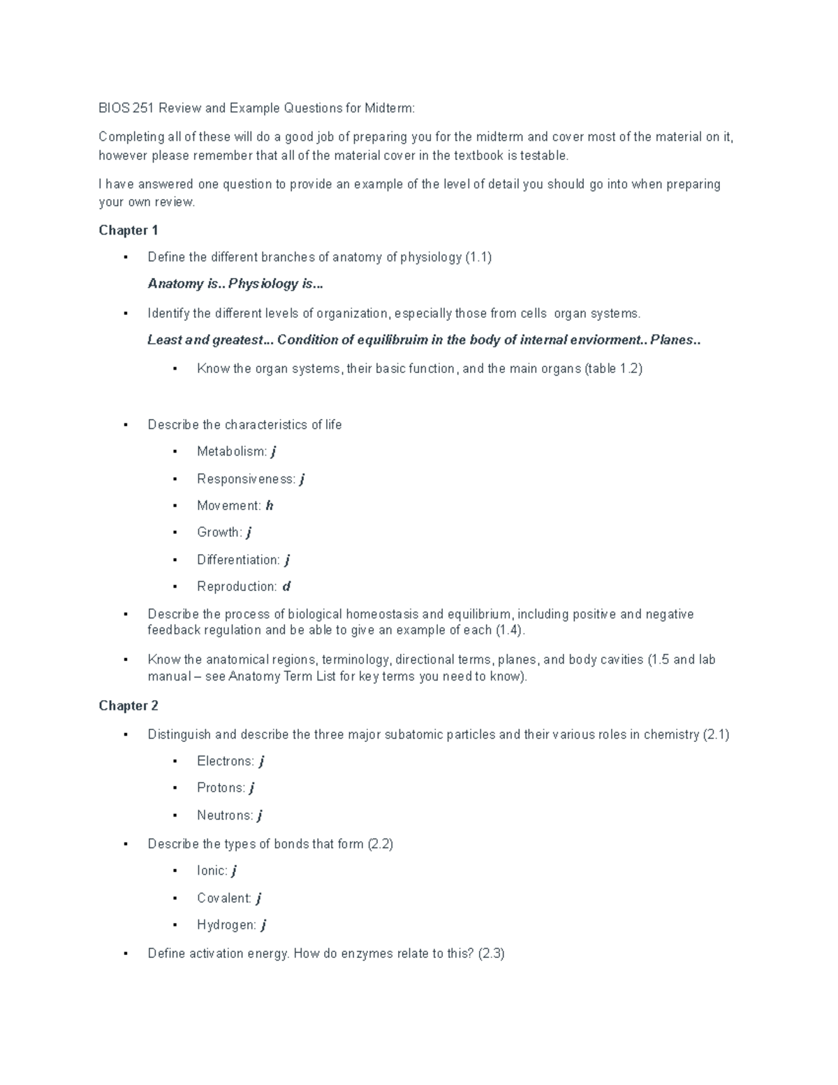 BIOS 251 Midterm Review 2-122 - BIOS 251 Review and Example Questions ...