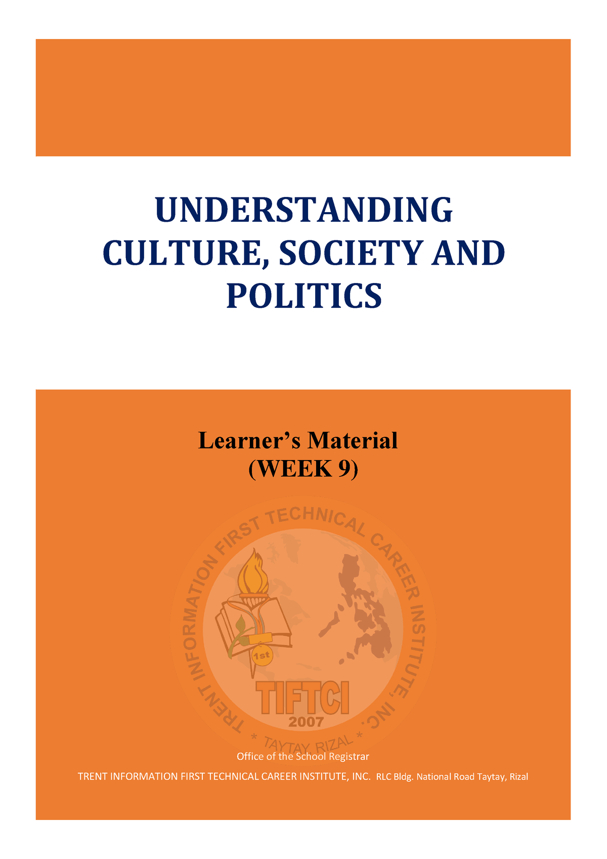 UCSP WEEK 9 - Understanding Culture, Society And Politics - Office Of ...