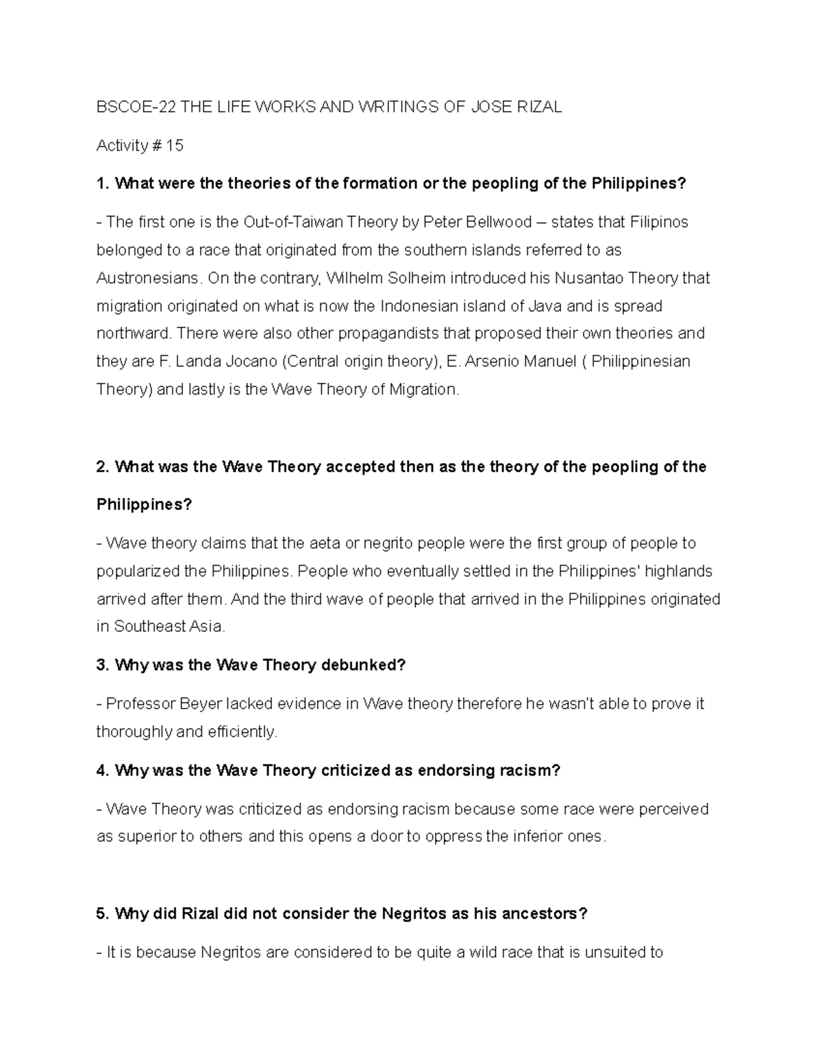 R15 - R25 RIZAL - BSCOE-22 THE LIFE WORKS AND WRITINGS OF JOSE RIZAL ...