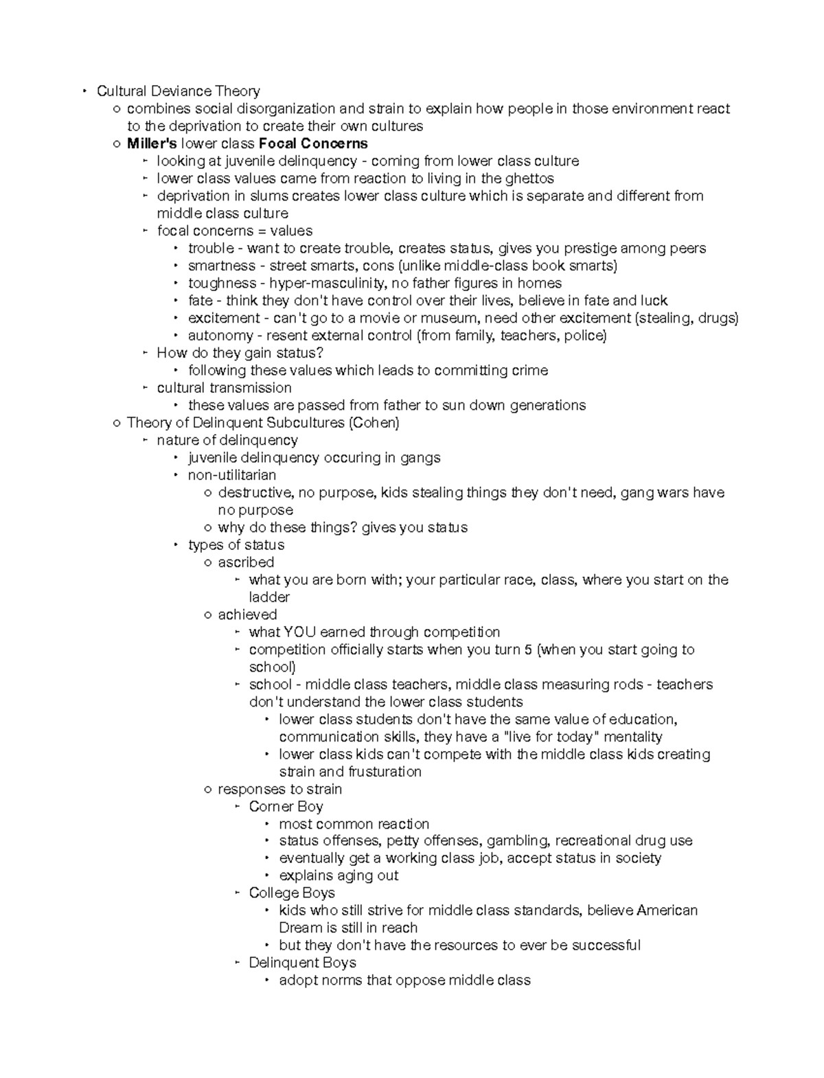 Lecture 107 Instructor Deb Wilson Cultural Deviance theory, theory