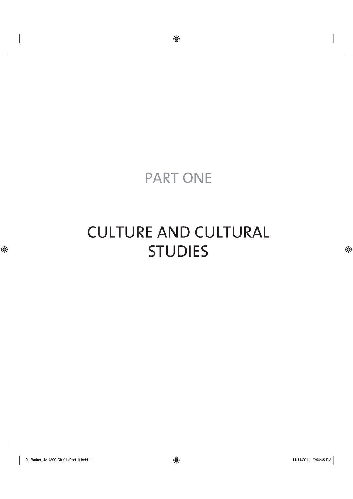 An Introduction To Cultural Studies - PART ONE CULTURE AND CULTURAL ...